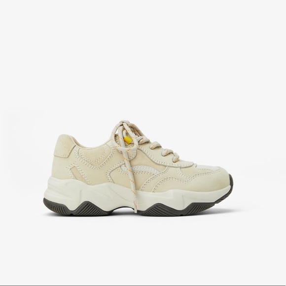 beige leather sneakers